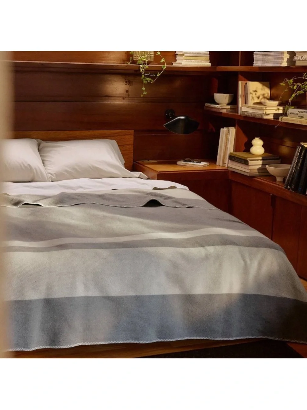 Parachute X Target Border Stripe Cotton Bed Blanket Heathered Gray •Queen/King•